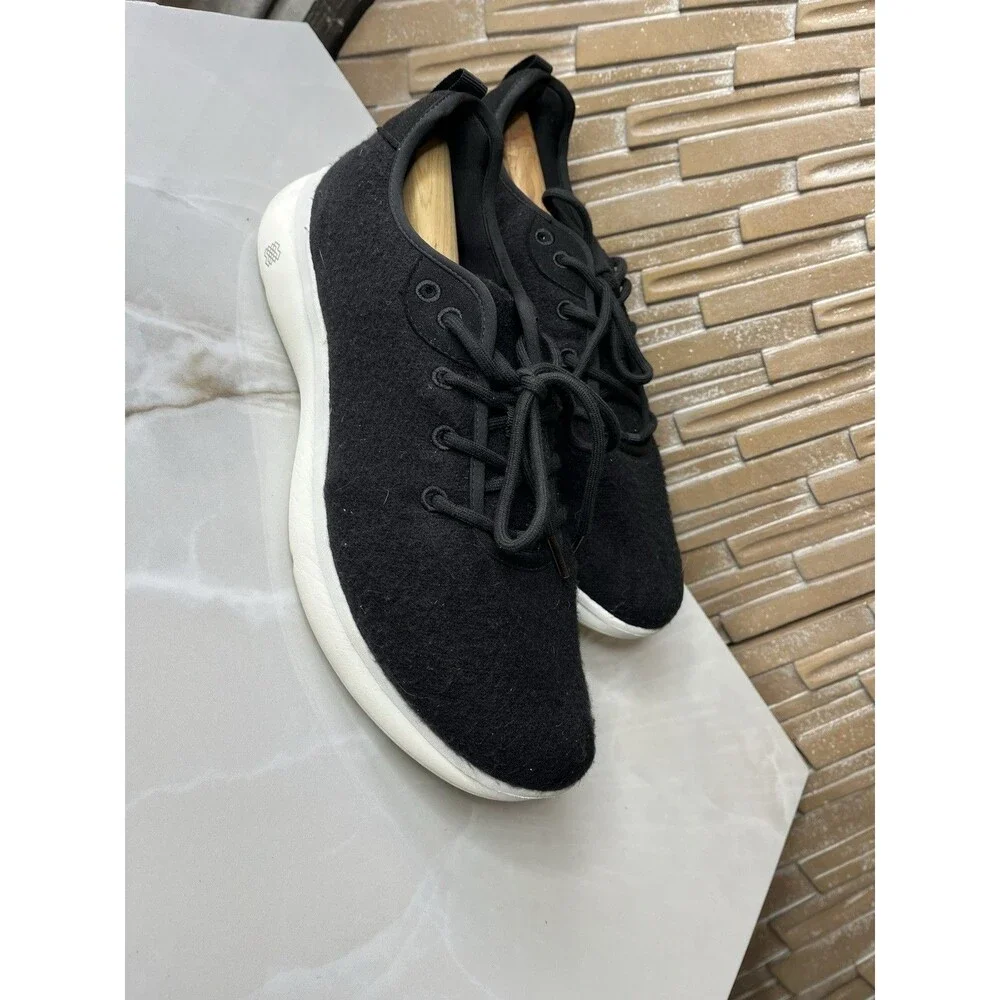 FLX Excel Men Shoes Black Wool Blend Upper Breathable Lite Sneakers 11.5 W Wide